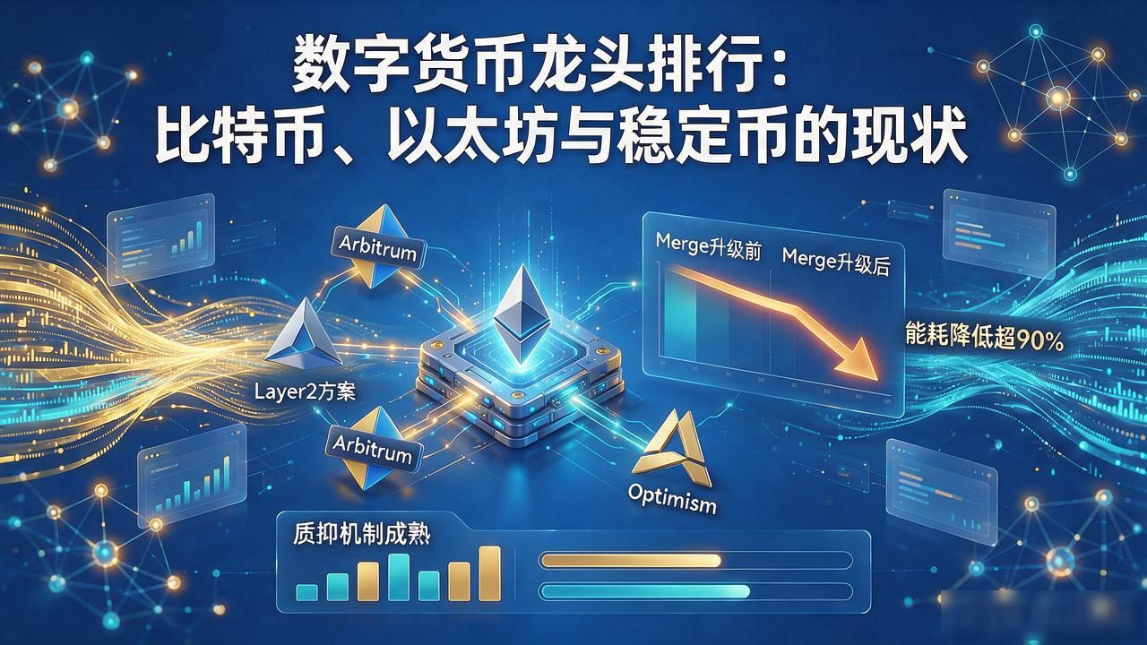 数字货币龙头排行：比特币、以太坊与稳定币的现状