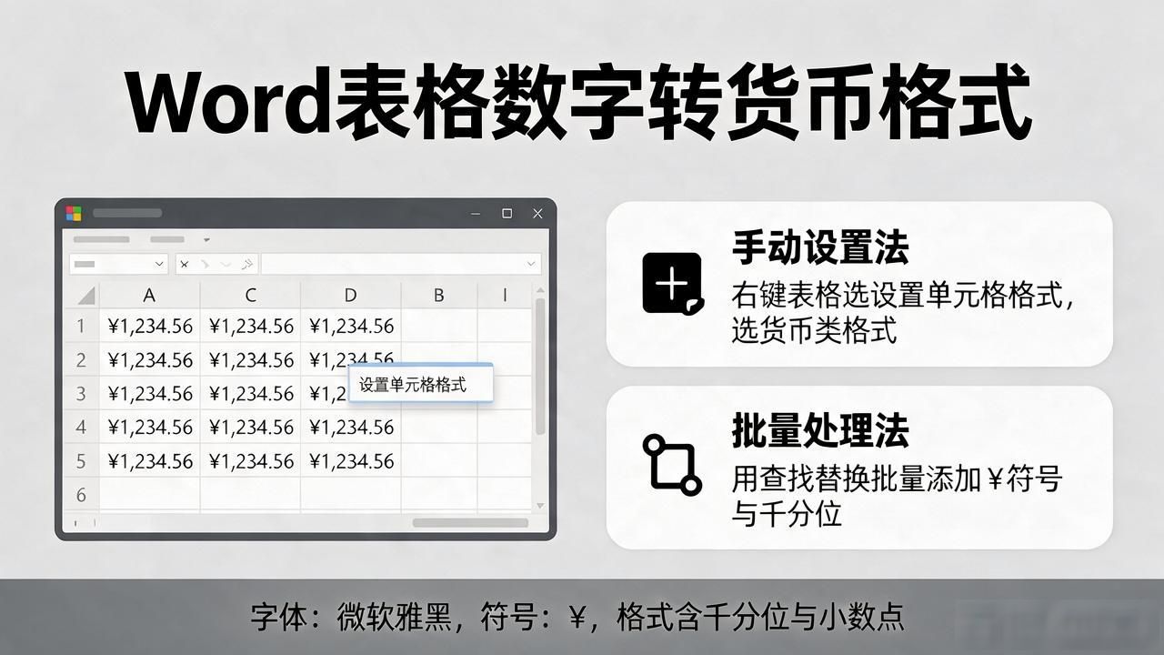 Word表格数字怎么变货币格式？这几个方法最实用