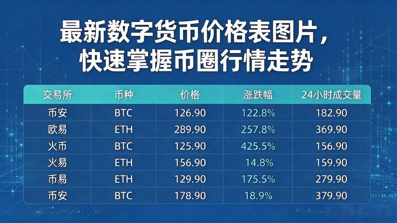 最新数字货币价格表图片，快速掌握币圈行情走势