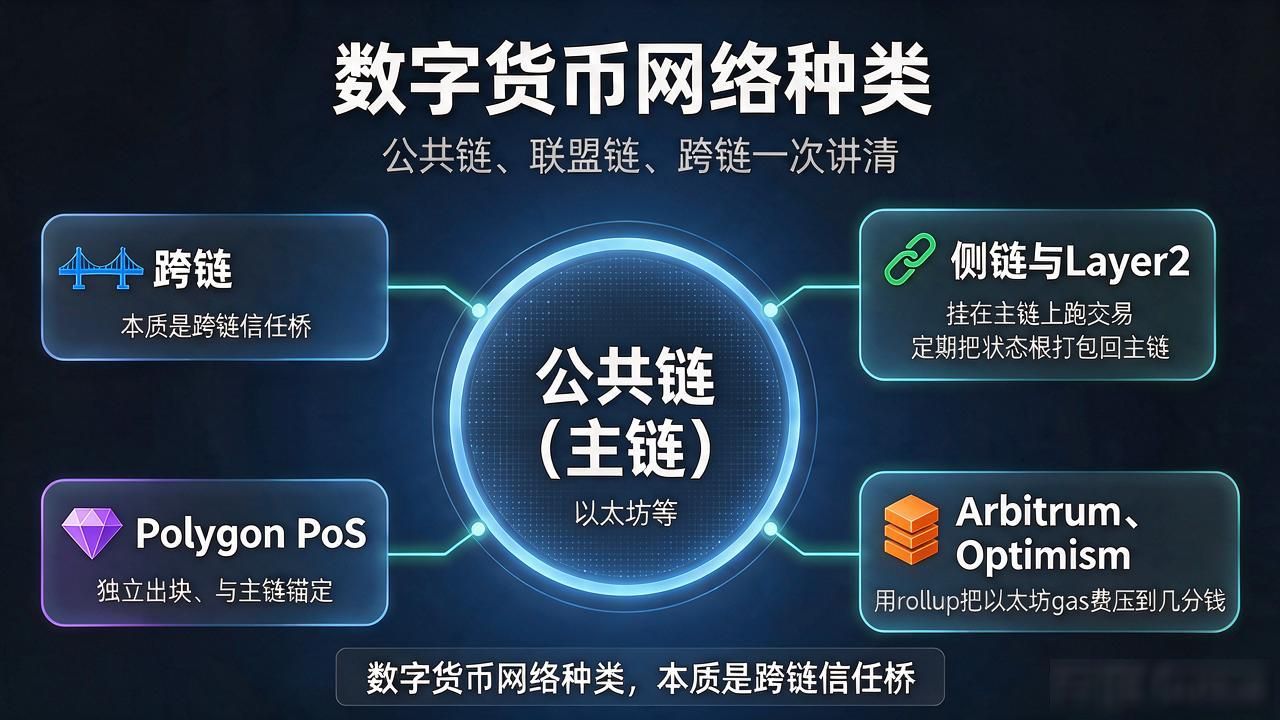 数字货币网络种类有哪些？公共链、联盟链、跨链一次讲清