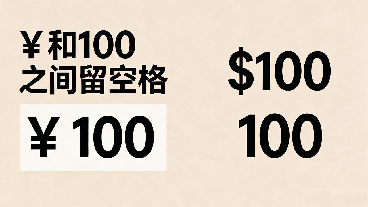 ¥和100之间该不该留空格？一文讲清货币符号排版规则